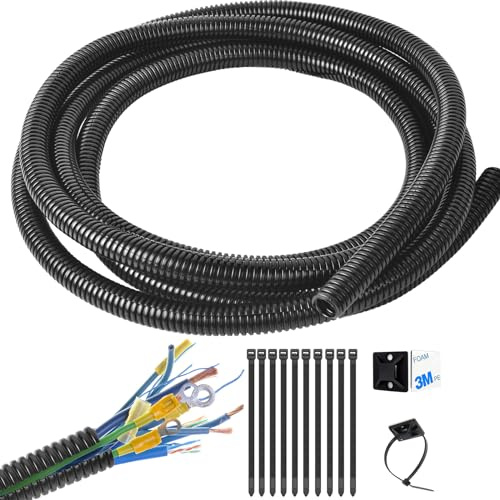 1/2 Inch Wire Loom Split Tubing - 30 ft Cord Protector Electric Wires Covers, Automotive Wire Flexible Conduit, Plastic Wire Cover with Cable Zip Tie (1/2-30ft)