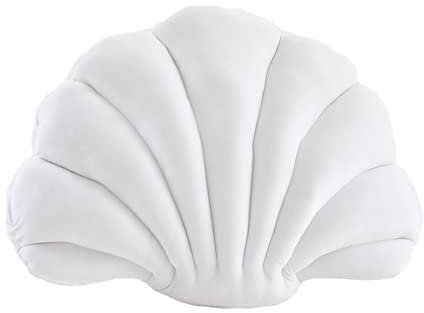 Snäckskal formad kudde sammet mysig solid prydnadskudde fodral dekorativ soffa kudde prydnadskudde skal med kuddinsats för hem soffa säng vardagsrum dekor, prydnadskuddar (vit, 33 cm x 46 cm)