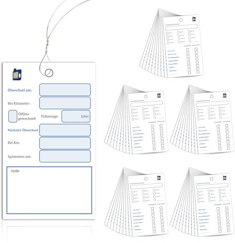 50 Stück Ölwechsel anhänger Öl Schilder mit draht Ölwechselzettel Öl anhänger Öl Service Anhänger Ölwechsel schilder 6x10cm