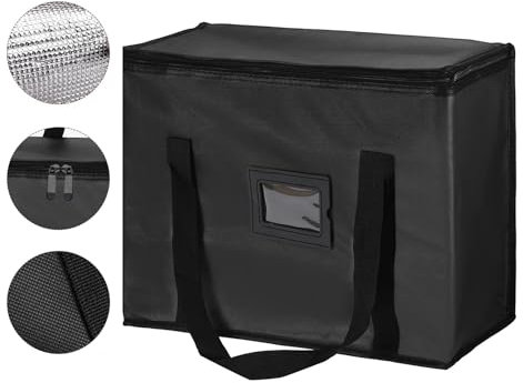 Roontin Große isolierte Kühltasche mit Reißverschluss, Wiederverwendbare Einkaufstasche, hält Lebensmittel warm oder kalt, für Instacart, Restaurant, Lebensmitteltransport