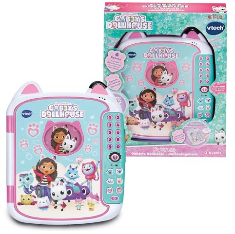 Vtech Gabby's Dollhouse - Cat Diary - With Gabby Original Voice - Diary with Learning Content, 6 Game Modes, Activity Buttons and Number Password - For Children Aged 3-6 Years