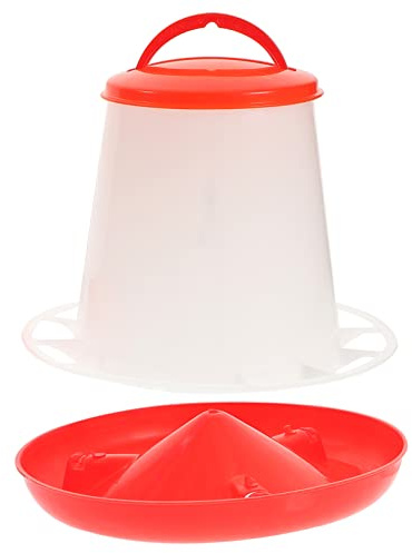Toyvian Mangeoire à Poulets Automatique 1,5l pour Volaille Et Pigeons, Bac Alimentaire Plastique Rouge Antidébordement, Auge Polyvalente pour Cages, Alimentation Facile Et Hygiénique