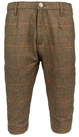 JACK PYKE 34 Men’s Tweed Shooting Breeks – Wool Blend Fully Lined Brown Hunting Trousers with Adjustable Cuffs and Pockets for Outdoor Hunting & Clay Shooting