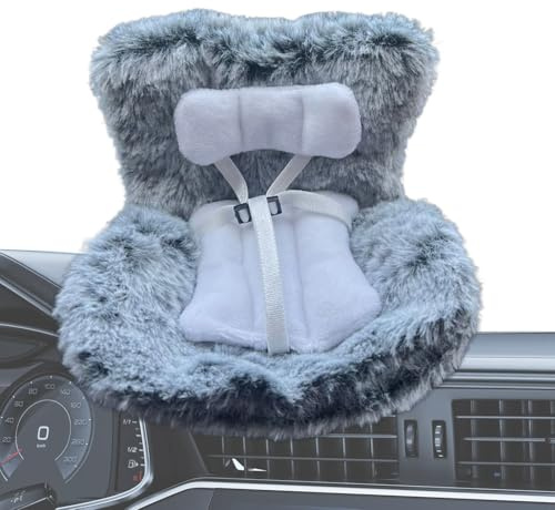 Asiento de coche para muñecas, diseño de cojín de felpa, asiento de muñeca para coche con clip seguro, suave comodidad peluda, vehículo, accesorio interior, asiento de sofá con cojín suave peludo