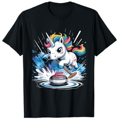 Eisstockschießen Einhorn Eissport Wintersport Lustig Curling T-Shirt