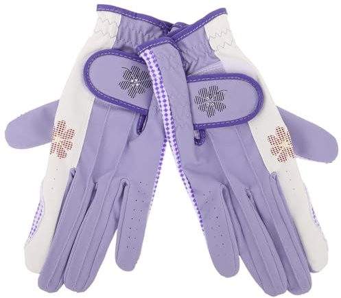TOGEVAL Guanti da Golf da Donna Traspiranti Viola per Entrambe le Mani Taglia 20, Protezione Mani Sportive Antiscivolo, Accessori Golf per Donne per Comfort e Presa Sicura