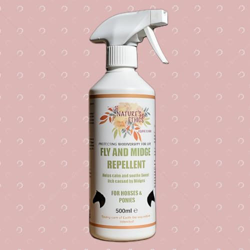Nature's Ethics Fly and Midge Repellent Spray for Horses & Ponies, 500ml | Natural Fly and Midge Repellent