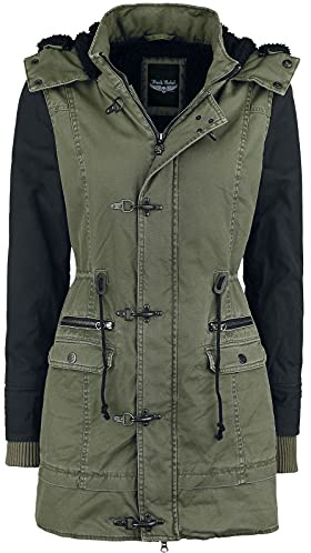 Rock Rebel by EMP Mujer Chaqueta de invierno negro-oliva con forro de peluche M