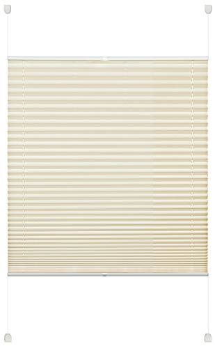 Deco Company Plissee zum Klemmen, Blickdichtes Faltrollo, Alle Montage-Teile inklusive, EASYFIX Plissee verspannt mit Zwei Bedienschienen, Beige, 110 x 130 cm (BxH), 23-2112