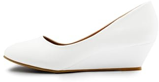 Womens Court Shoes Ladies Low Wedge Mid Heel Comfort Cushioned Work Office Smart Dolly Closed Toe Sandals Size White