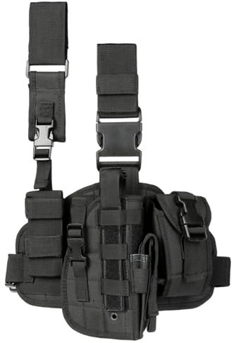 ACEXIER Tactical Drop Leg Holster mit Magazintasche Military Tactical MOLLE Pistol Handgun Oberschenkel Pistol Gun Holster Verstellbares rechtshändiges Plattformpanel