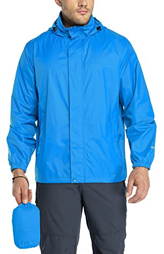 33,000ft Regenjacke Herren Leicht Wasserdicht Faltbare Regenmantel mit Kapuze Fahrrad Rain Windbreaker Windjacke Camping Outdoor Königsblau M