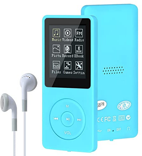 Lychee Reproductor MP3 con Auriculares,8GB Reproductor de Música Deporte 1.8 Pulgadas,Radio FM,Grabarora de Voz Soporte hasta 64GB