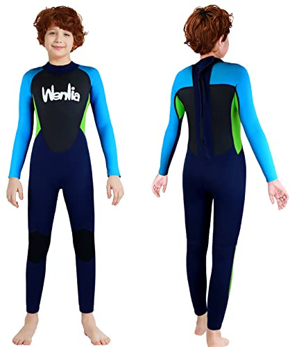 Original Trajes de Neopreno Niños, Traje de Buceo Completo Jóvenes, 2.5mm Espesar Mantener Caliente Trajes de Surf Natación UV 50+ Traje de Baño Snorkeling, Buceo y Otros Deportes Acuáticos