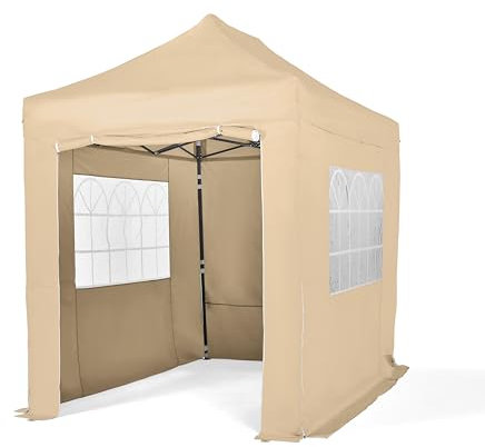 All Seasons Gazebos 3x2m Waterproof Pop Up with Premium Side Walls & Accessories | Heavy Duty, High-Grade Materials (Beige)