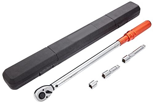 VEVOR Drehmomentschlüssel 1/2, 34–340Nm Drehmomentschlüssel Fahrrad & Motorrad Set, ± 3% Fehlergenauigkeit 2 Verlängerungsstangen 127 & 76,2mm, 1/2-1/4 Adapter, 72 Zähne Ratschenkopf Einstellbar