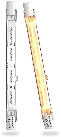 Bonlux R7s Halogenstab 118MM 160 Watt Warmweiß 2700K Dimmbar 2000LM J118 J Type R7s Halogen Leuchtmittel 360° Abstrahlwinkel 220-240V für Wohnzimmerleuchten, Deckenfluter 2er Pack