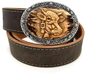 Almbock Trachtengürtel Herren - Echtleder Gürtel Herren aus 100% Rindsleder - Ledergürtel Herren 105 cm