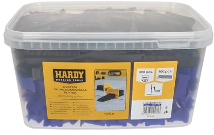 Hardy Working Tools 400-delars kakelnivåsystem, fog 1 mm, plattjocklek: 3–16 mm, 300x plastclips, 100x plastkilar – utan tång