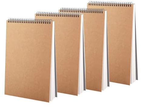 4Pack A4 Sketch Books Spiral Bound Hardback Sketch Pad | Drawing Book Spiral Bound, Durable Acid Free Sketchbook for Painting, memos, Graffiti and Artist Sketch Pad