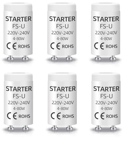 Paquete de 6 Arrancadores de Tubo Fluorescente de 4-80W, CA 220-240V, Accesorios de Control de Inicio de Lámpara UV, Adecuado para Lámparas Fluorescentes, Lámparas UVC de Acuario, Lámparas de Neón