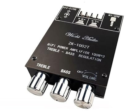Hi-Fi-förstärkare，Audioförstärkare Bluetooth 5.0 100W+100W Tone TPA3116D2 Klass D HiFi Stereoljud Digital effektförstärkarkort Hemmabio Equalizer Amp(Zk1002t)