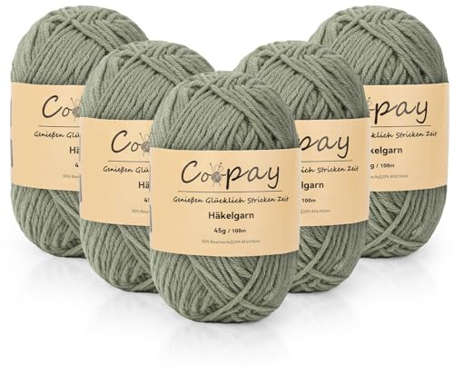 Coopay Laine pour crochet, 225 g (5 x 45 g) de fil doux, 5 pelotes Faiding pour tricot, laine bébé pour débutants, super douce pour projets de crochet et de tricot