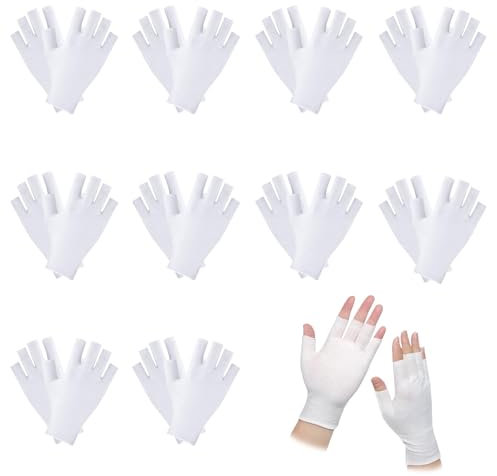 10 Paar Baumwollhandschuhe Fingerlos Fingerlose Baumwollhandschuhe Baumwollhandschuhe Ohne Finger Baumwollhandschuhe Neurodermitis Handschuhe Baumwolle Fingerlos Fingerlose Handschuhe Uv (Weiß)
