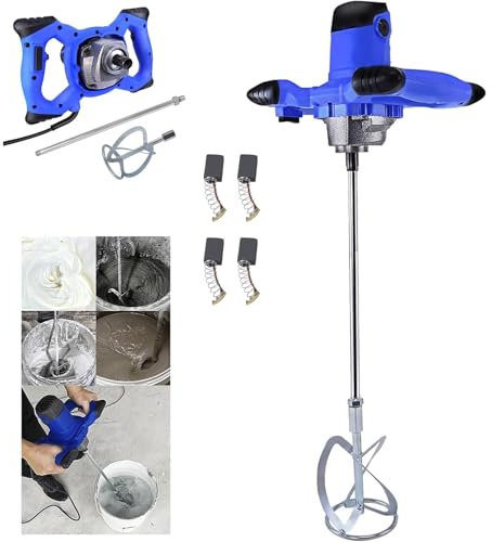 2800W Electric Paddle Mixer, Concrete Mixer Machine Paddle Mixer with 6 Speed Portable Cement Mixer, Electric Power Plaster Mixer with Lockable Switch, 120mm Stirrer for Mixing Mortar, Plaster (Blue)
