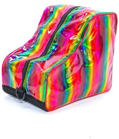 Fydelity Roller Skate Bag for Women, Quad Ice Figure Skate Bag, Rainbow