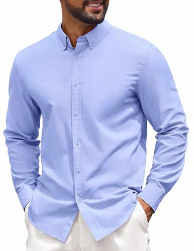 COOFANDY Men's Stretch Dress Shirts Long Sleeve Oxford Shirt Formal Shirts