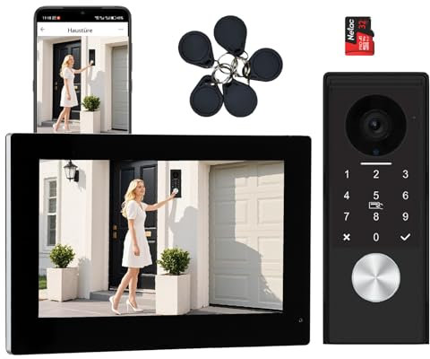 Visiophone filaire 2 Fils, Sonnette avec caméra, caméra Full HD, Interphone Vidéo prend en charge le mot de passe, écran tactile couleur 7 et audio bidirectionnel, Tuya app, détection de mouvement