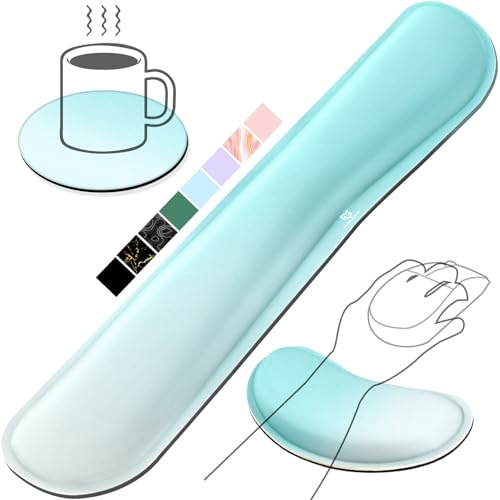 Gimars Aggiornamento Poggia Polsi Mouse Tastiera, Schiuma Memoria Gel Ergonomica Supporto Mouse, Poggiapolsi Tastiera per Alleviare il Dolore Digitazione Gaming Ufficio PC Computer, Gradiente blu