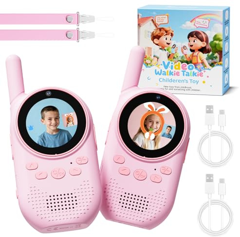 HEWEIMEI Video Talkie Walkie Enfants, Talkie Walkie Enfants Rechargeable avec Vidéo & Caméra HD, Talkie-Walki e Longue Portée, Cadeaux pour Garçons & Filles de 3 à 12 Ans