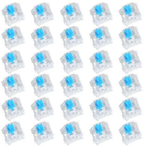 Josojoou Clicky Mechanical Keyboard Switches - 3-Pin Pre-Lubricated, Dustproof & Waterproof, 30 Pcs Blue Switches for Gaming Keyboards |Mechanical Keyboard Accessories