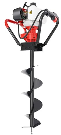 Madelynn 43CC Erdlochbohrer, 2-Takt Erdbohrer Benzin 1200W, Pfahlbohrer 8500 U/min Handheld Gartenbohrer mit Bohrer und Schutzbrille, für Forstwirtschaft, Fischerei, Viehzucht, Aquakultur