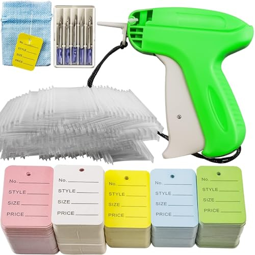 Vmiapxo 5506 Pcs Clothing Tag Machine Kit, Label Applicator Dressmaker Labels Industrial Clothing Tagger Tag Machine with 6 Pcs Steel Needles 5000 Pcs 2 Barbs Fasteners 500 Pcs Price Tags