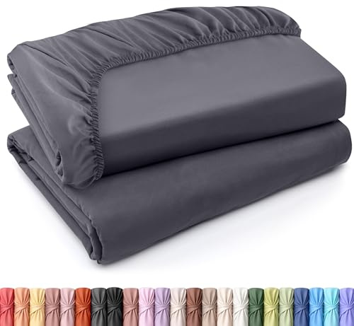 Utopia Bedding Twin XL Fitted Sheets - Bulk Pack of 2 Bottom Sheets - Soft Brushed Microfiber - Deep Pockets - Shrinkage & Fade Resistant - Easy Care (Twin XL, Grey)