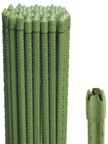 Virsus 10 Canne in Acciaio con Rivestimento in Plastica Verde, Lunghezza 210 cm, diametro 16mm, Stecche Sostegno per piante Rampicanti, Ortaggi, Pomodori, per giardino, orto -3257F