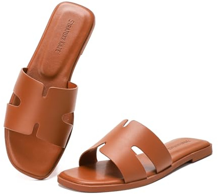 Stratuxx Kaze Open Toe Flat Dress Sandals Womens Slide Comfortable Summer Cute Beach Sandals for Women 2026