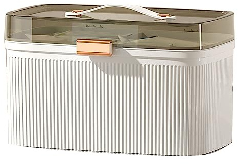 Qcwwy Boîte de Médecine Familiale, Boîte de Rangement de Médicaments en Plastique à Double Couche, Armoire à Pharmacie Domestique avec Serrure de sécurité, Boîte de Rangement pour Kit