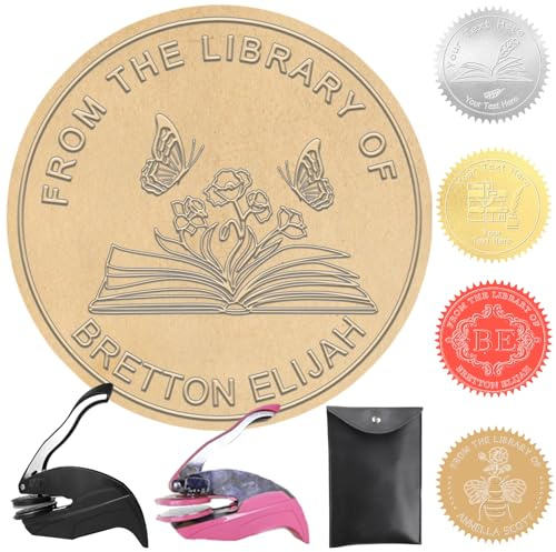 Tampon Personnalisé pour Livres Embosseuse Personnalisé pour Bibliothèque Tampon Personnalisée pour Bureau Livres Enveloppes Mariage Noël Cadeaux pour Amoureux Des Livres