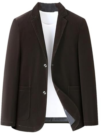 Vsadsau Giacca da uomo in velluto a coste, casual, con bottoni, a maniche lunghe, con risvolto, giacca sportiva, Marrone, 6XL