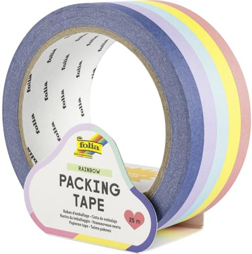 folia 55024 - Paketband RAINBOW, 4,8 cm x 25 m, buntes Klebeband in Regenbogenfarben, zum Verzieren und Dekorieren