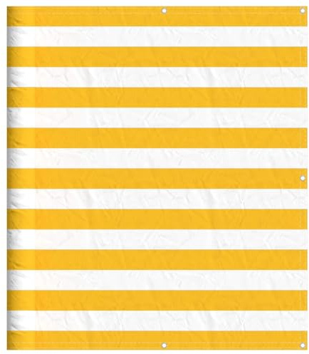 vidaXL Balkon-Sichtschutz Gelb und Weiß Gestreift 120x800 cm, Balkonsichtschutz, Balkonbespannung, Balkon Windschutz, Sichtschutz, Balkonverkleidung