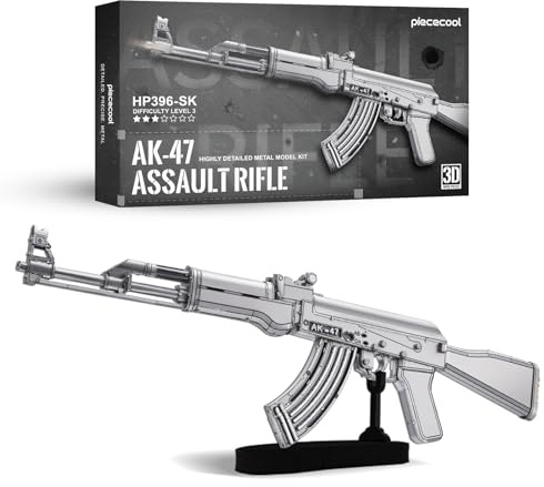 piececool metallpussel 3D AK47 stormgevär, pistol gevär 3D-pussel modellbyggsats vuxna, 3D-pussel för rostfritt stål, modell metall, gåva, souvenirer, samling, 121 delar
