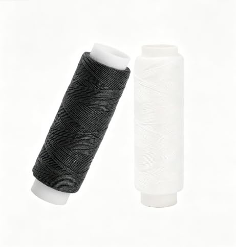 2 Pcs Sewing Thread Set, Premium Shirring Cord for Sewing, Craft Projects, Strong and Durable Thread, Multi-Purpose for Clothes Repair, DIY Crafts, Suitable for Various Fabric Uses (Black, White)