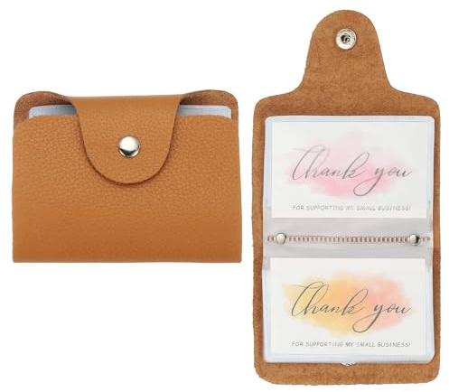 sourcing map 2 soportes de cuero para tarjetas de crédito, organizador de tarjetas de visita, funda delgada para tarjetas de identificación, protector de bolsillo con 24 ranuras para hombres y mujeres
