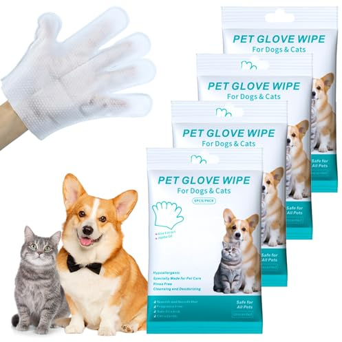 PIWOSGOL 24 Piezas Guantes Lavar Perro Guantes Limpieza Perro Hipoalergénicas Pet Gloves Wipes Guantes Cuidado Mascota para la Limpieza y el Cuidado Diario De Perros y Gatos