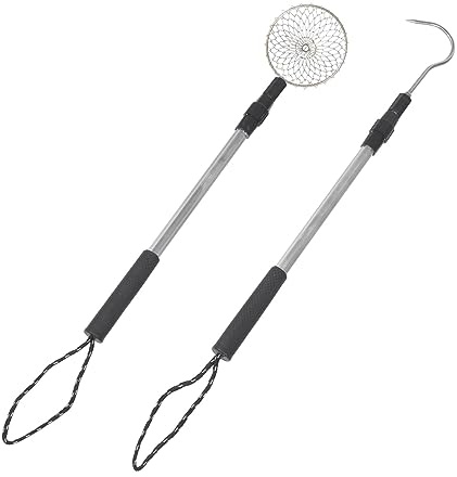 BRIGHTFUFU Portable Beach Sand Sifter with Aluminum Telescopic Handles and Galvanized Iron Scoop Lightweight Shell Scooper Tools for Sand Sieving Shell Collecting Rock Hunting Suitable for